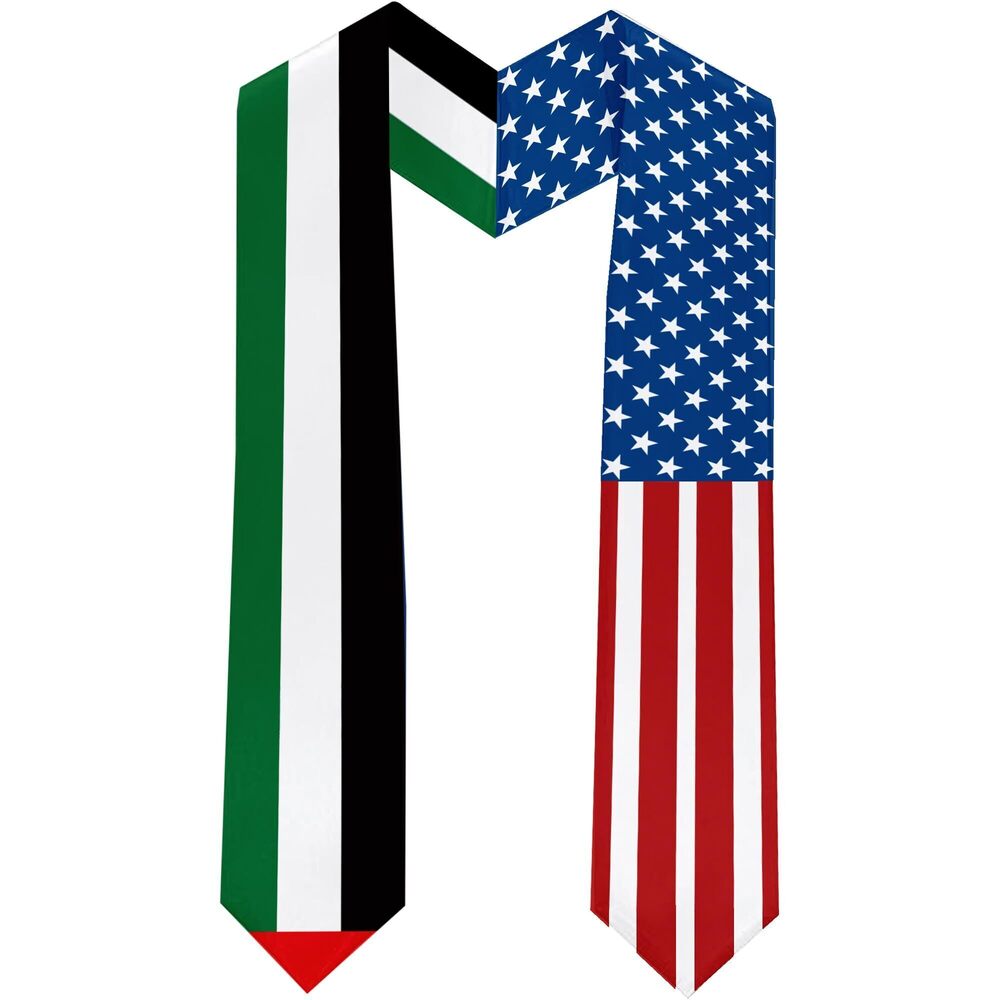 8771 2025 the United Arab Emirates Flag and USA Flag Graduation Stole